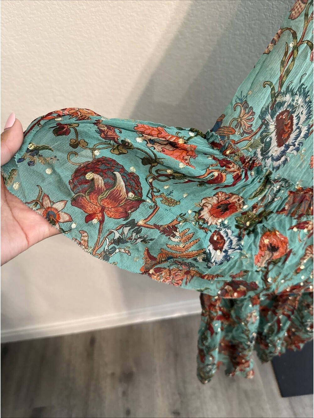 $1200 ULLA JOHNSON Colette Tiered Spaghetti Strap Maxi Dress Gown - SZ 2 (FLAW) - Picture 10 of 15